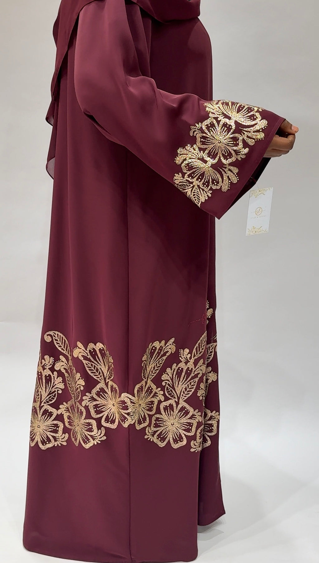 Maroon Abaya with Design& Matching Hijab Exclusive-Abaya