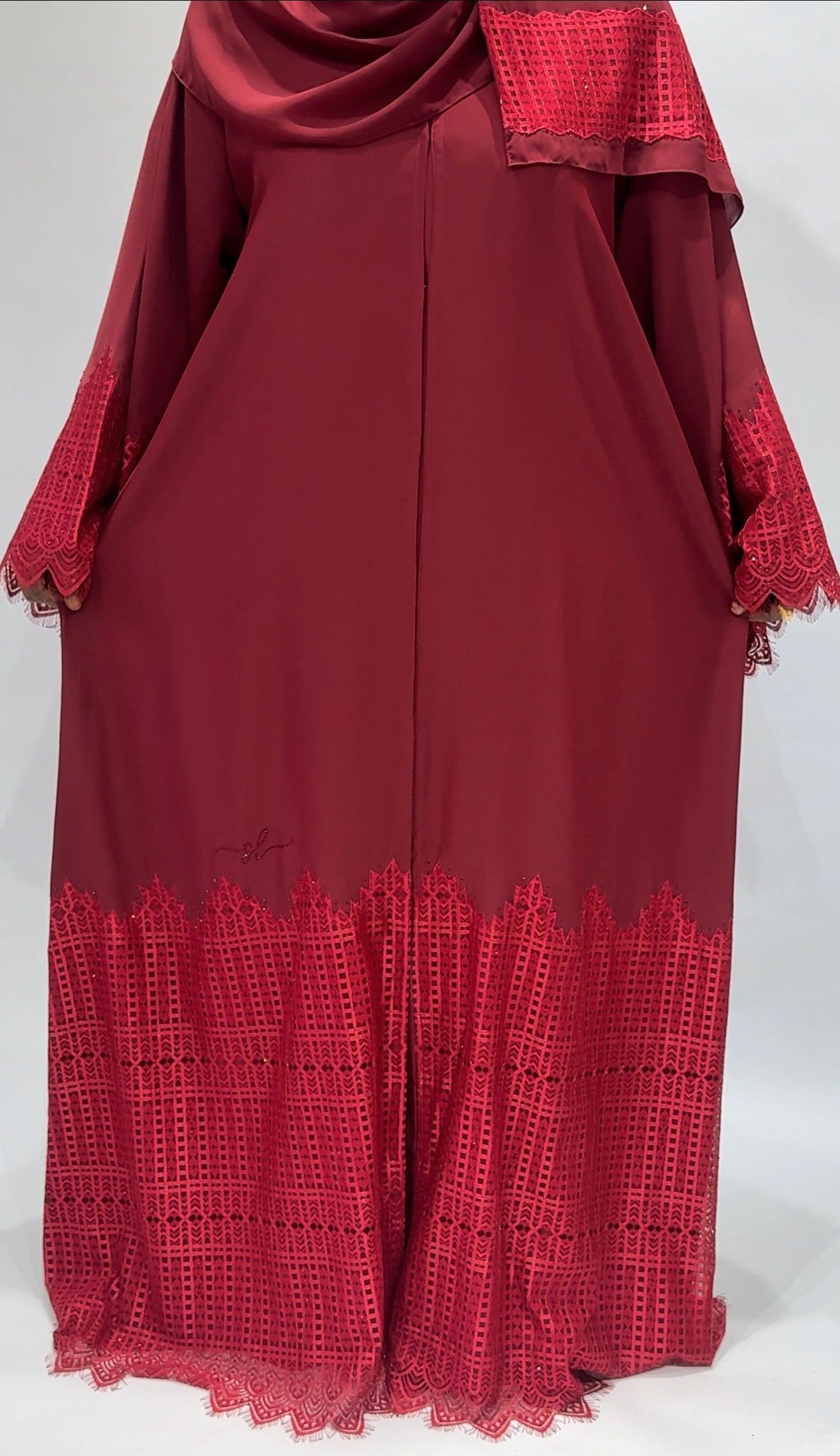 Royal Burgundy Lace Exclusive-Abaya