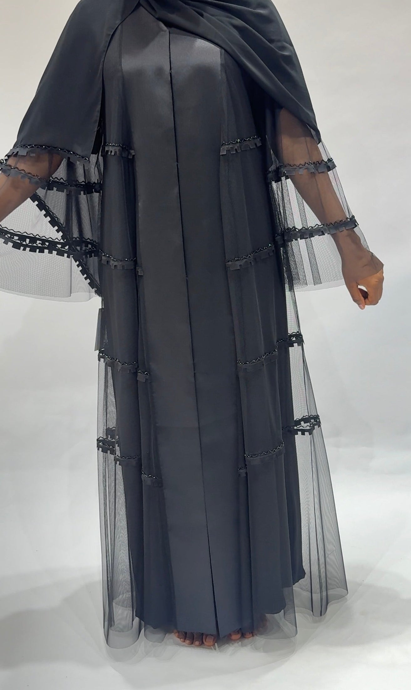 Transparent Black Abaya no inner
