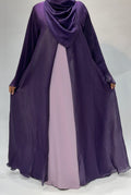 Purple satin organza with inner korean nidha fabric Abaya