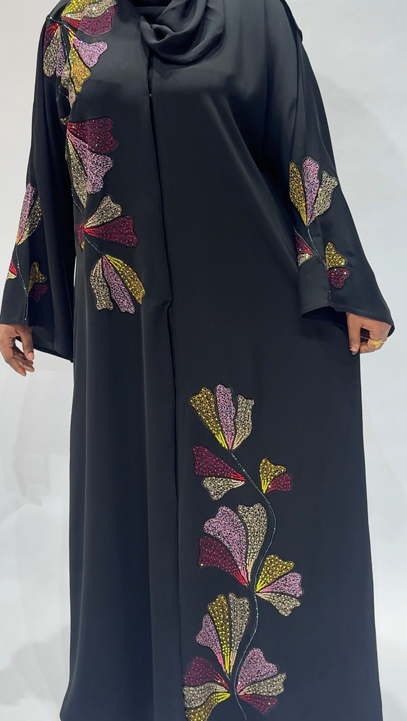 Midnight Petal Luxe Abaya