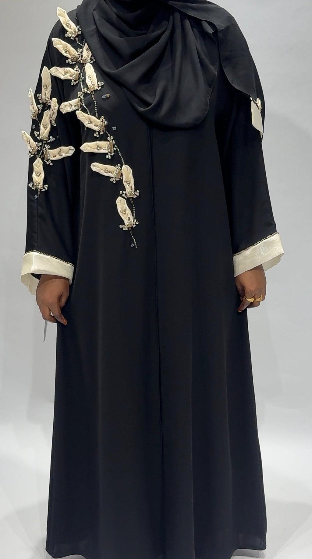 Black Pearl Blossom Abaya