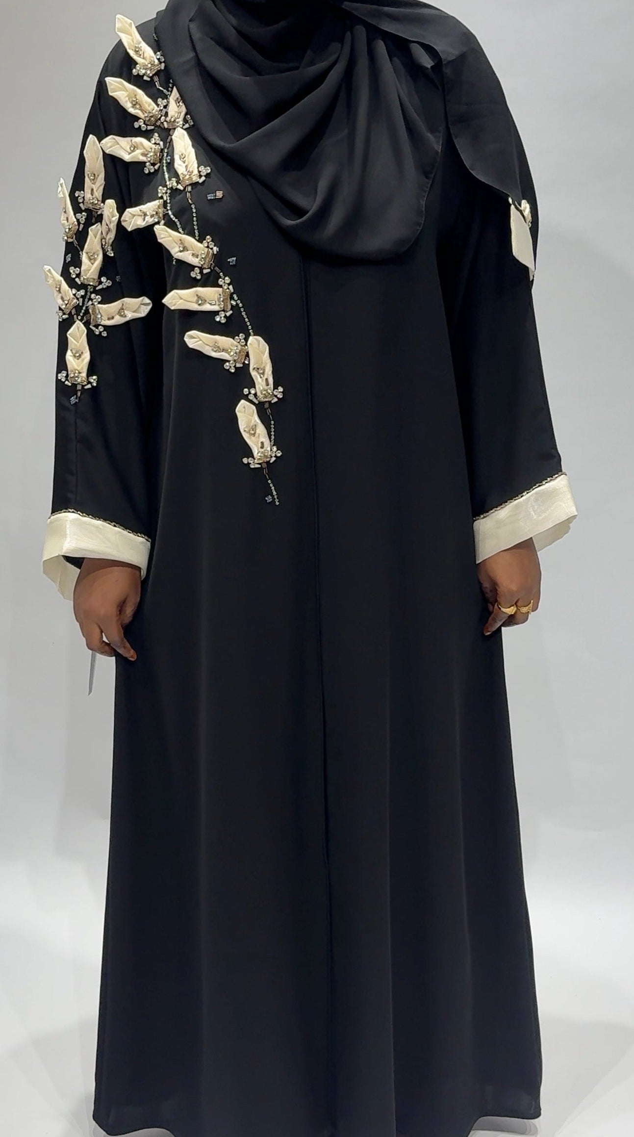 Black Pearl Blossom Abaya