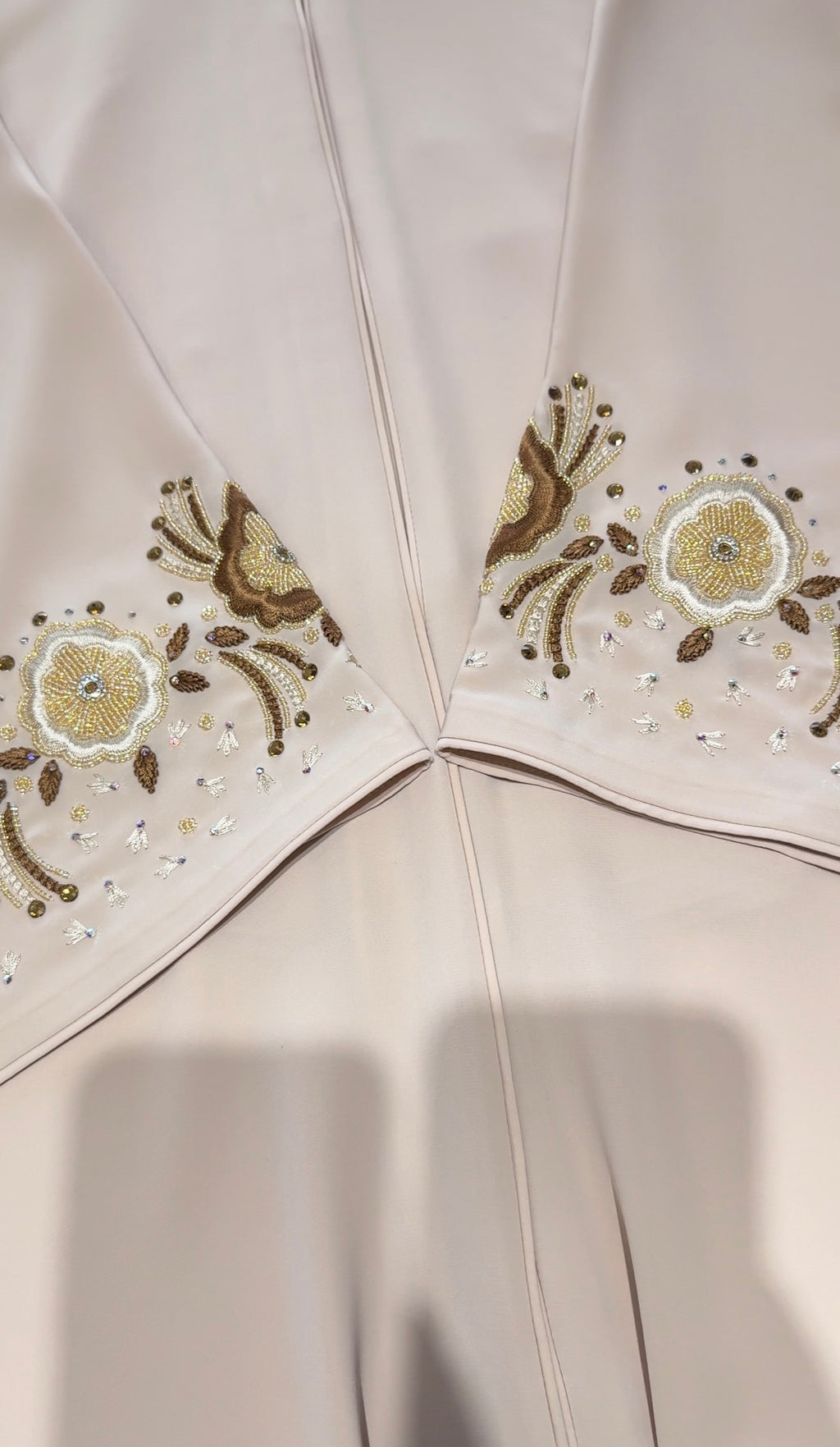 Ivory gold sleeve design Abaya