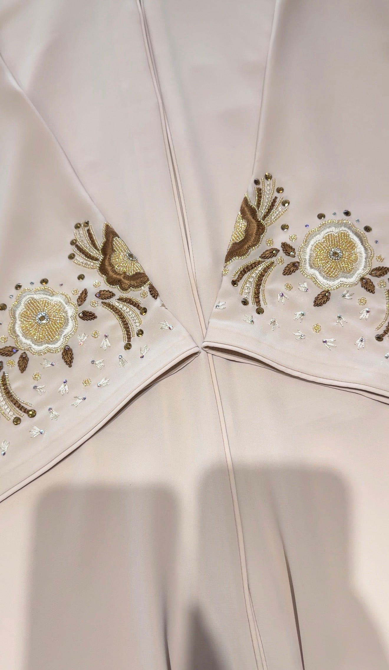 Ivory gold sleeve design Abaya
