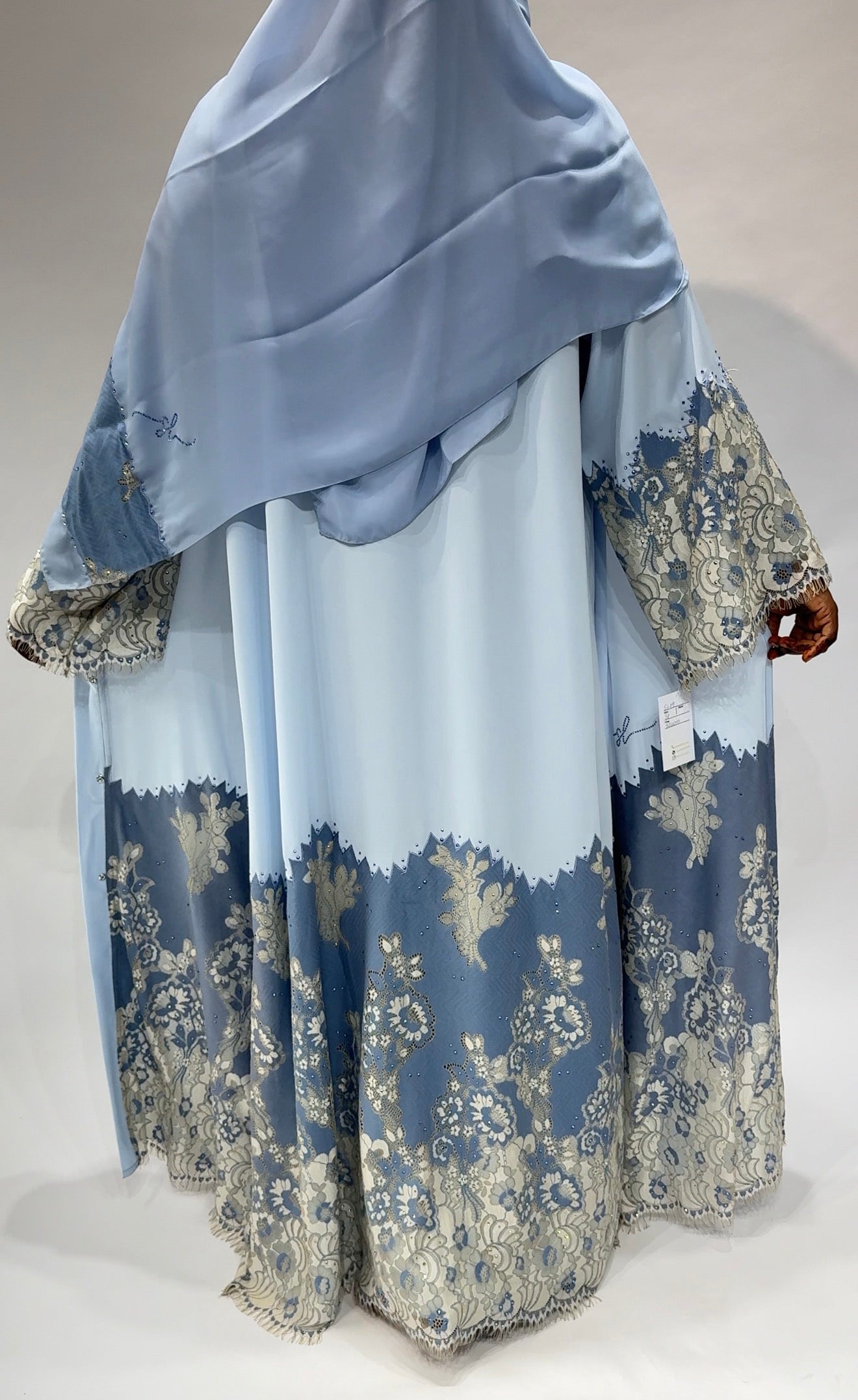 Celestial blue lace elegance Exclusive-Abaya