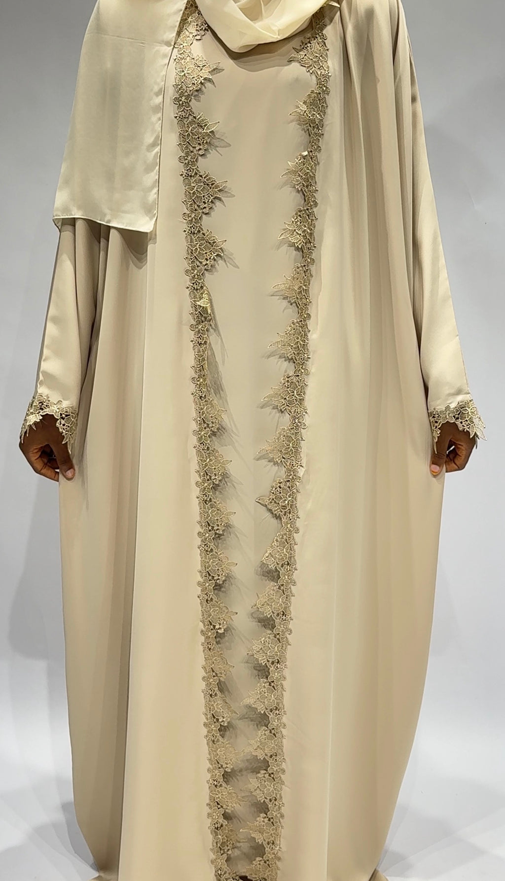 Champagne Lace Elegance Abaya