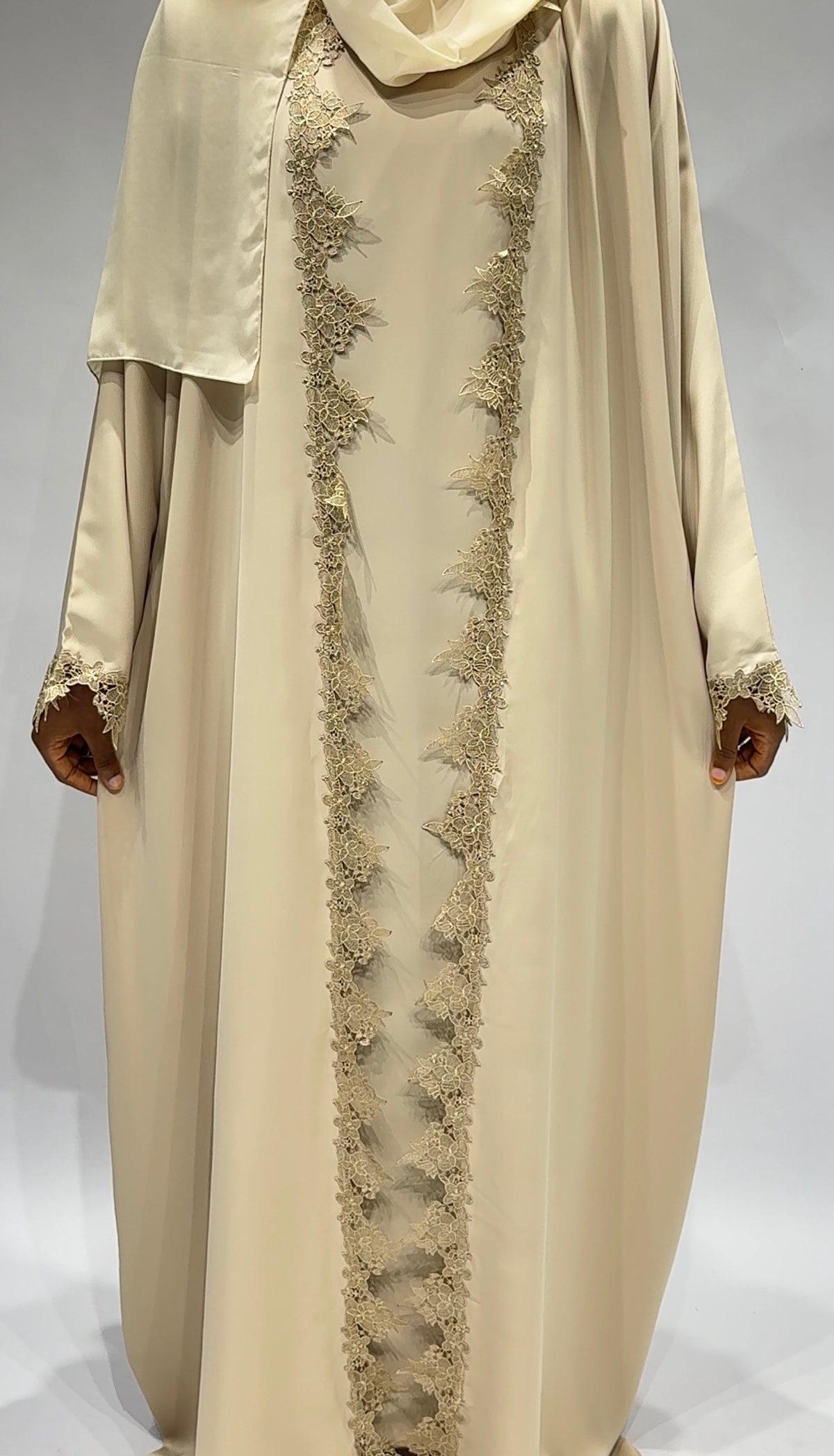 Champagne Lace Elegance Abaya