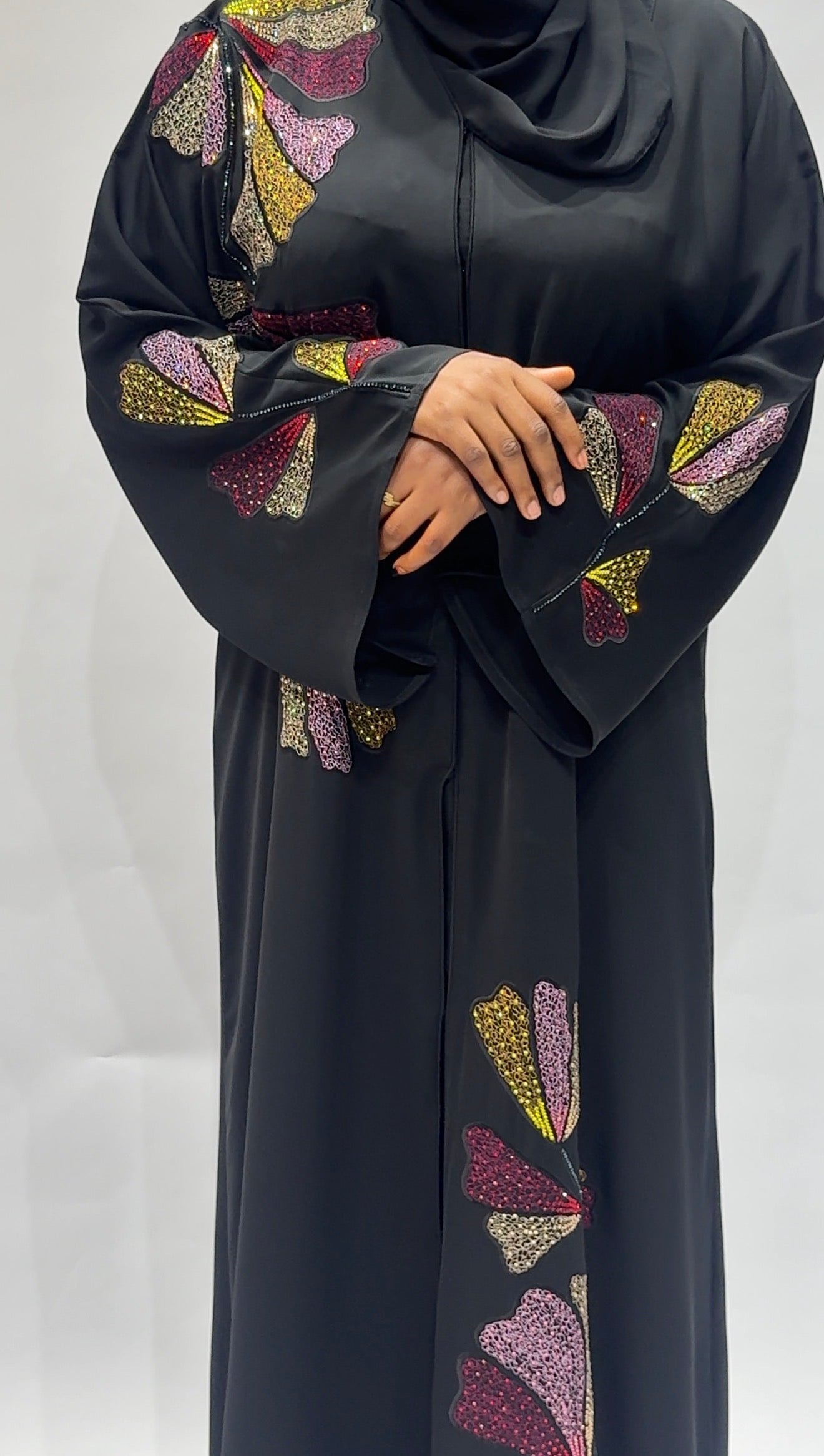 Midnight Petal Luxe Abaya