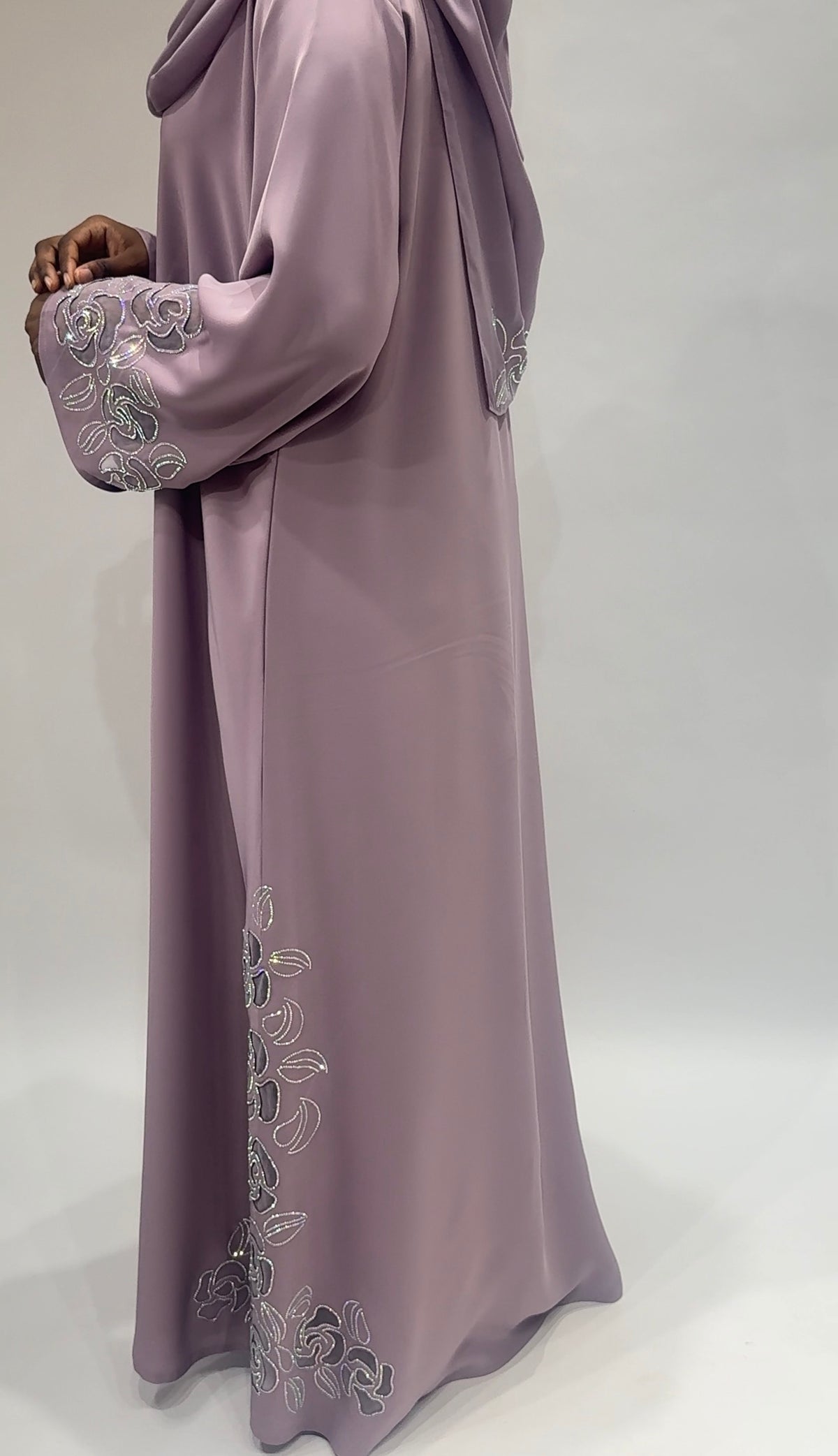 Mauve Blossom Elegance Abaya